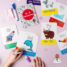 Load image into Gallery viewer, German Alphabet Flashcards (A-Z Karteikarten)