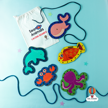 Load image into Gallery viewer, Sea Animals Wooden Lacing Boards