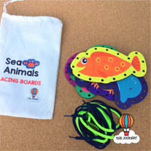 Load image into Gallery viewer, Sea Animals Wooden Lacing Boards