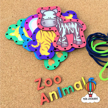 Load image into Gallery viewer, Zoo Animals Wooden Lacing Boards