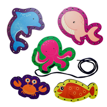 Load image into Gallery viewer, Sea Animals Wooden Lacing Boards