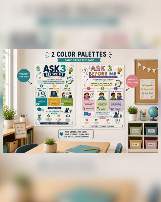 Ask 3 Before Me Classroom Poster