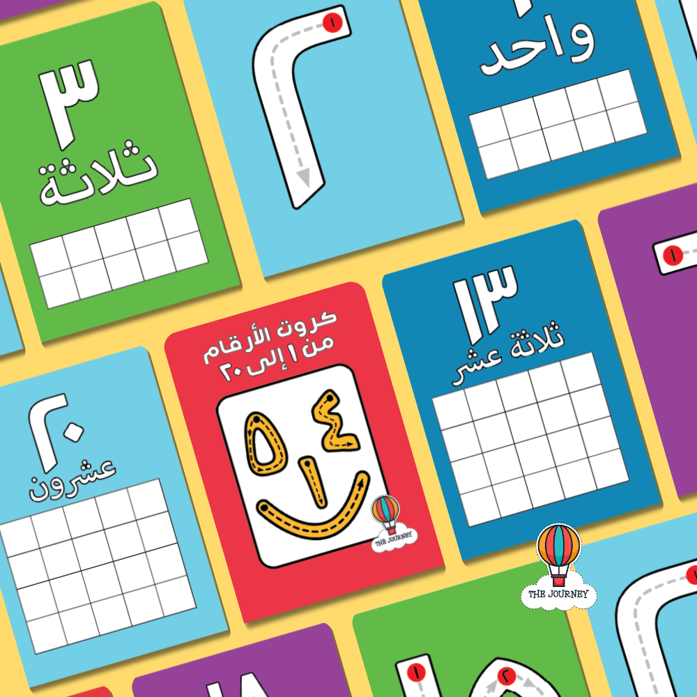 Arabic 1 to 20 Number Cards  – كروت الأرقام من 1 إلى 20
