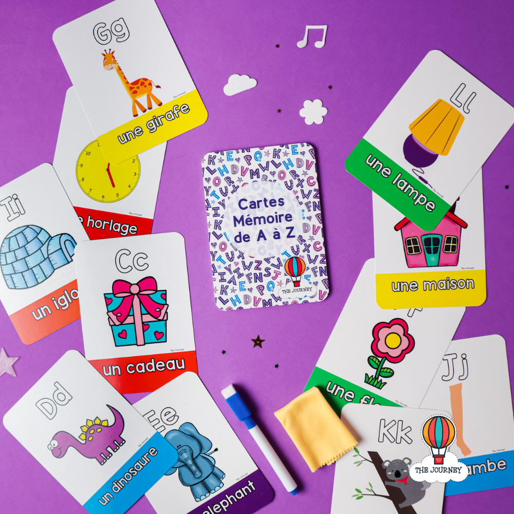البطاقات التعليمية للأبجدية الفرنسية (Cartes Mémoire de A à Z)