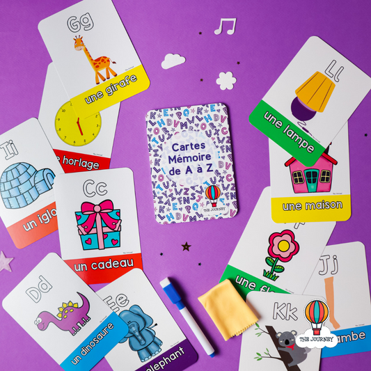 البطاقات التعليمية للأبجدية الفرنسية (Cartes Mémoire de A à Z)