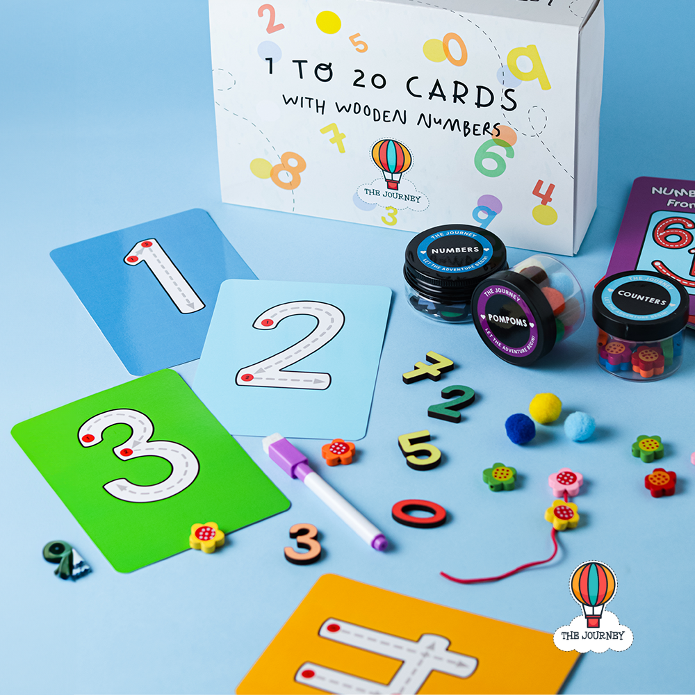 1 to 20 Numbers Cards with Wooden Numbers
