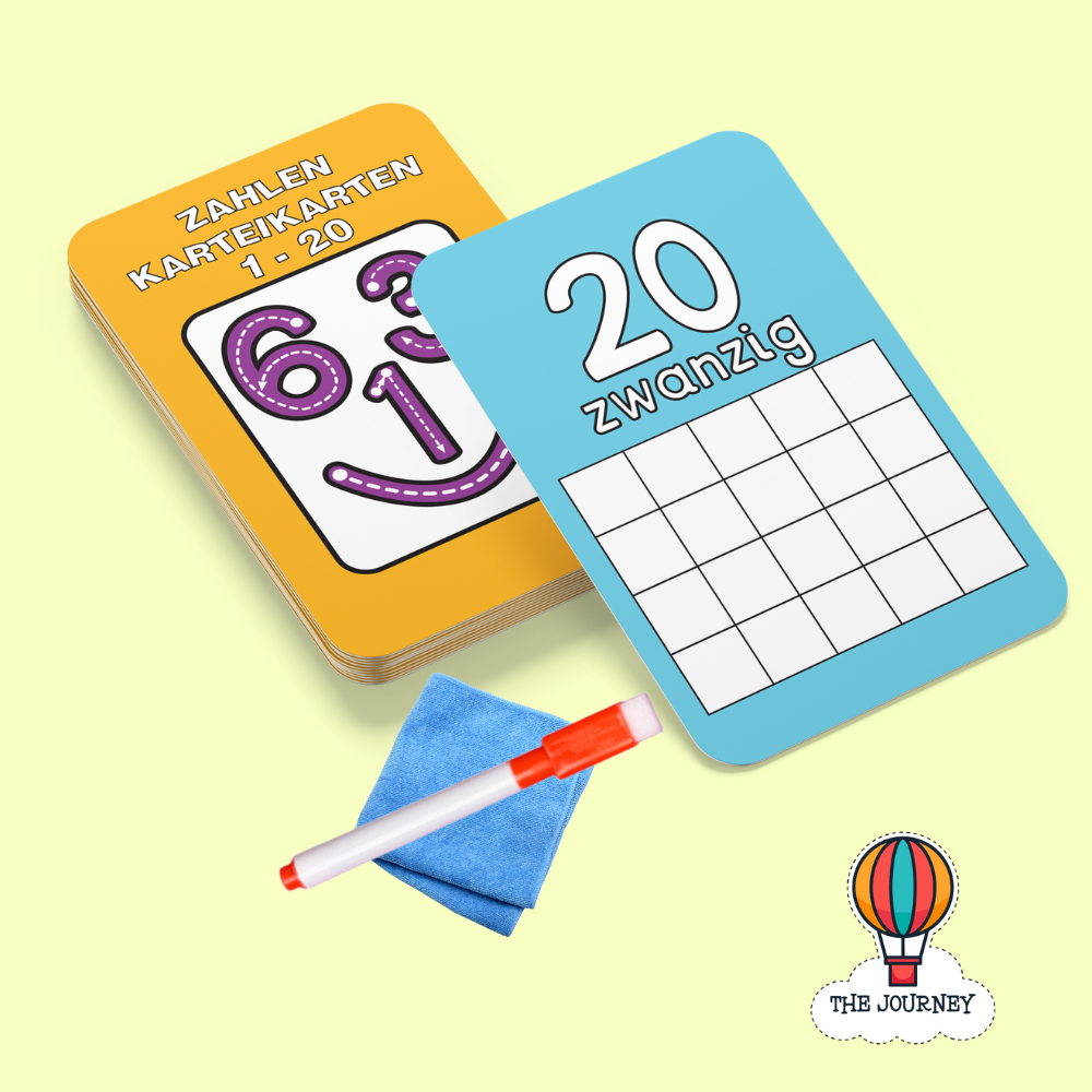 بطاقات الأرقام الألمانية من 1 إلى 20 (Zahlen Karteikarten 1 - 20)