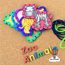 Load image into Gallery viewer, Zoo Animals Wooden Lacing Boards
